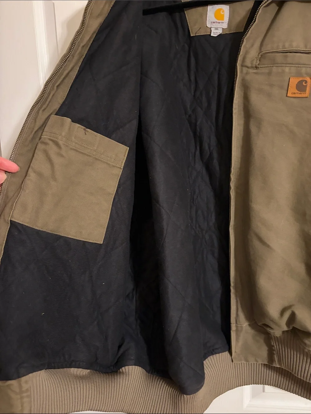 Vintage Carhartt Bankston Sandstone Canvas Bomber Jacket Brown 101228 3XL